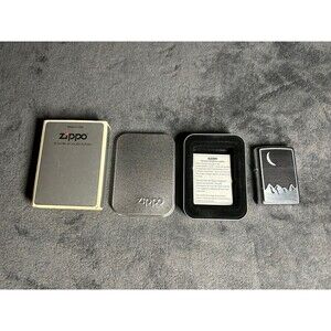 VINTAGE ZIPPO LIGHTER MARLBORO MOON OVER MOUNTAINS NEW IN TIN BOX
